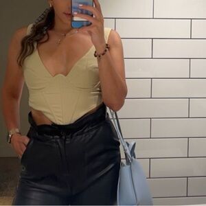 White Fox Boutique taupe /beige crop top corset